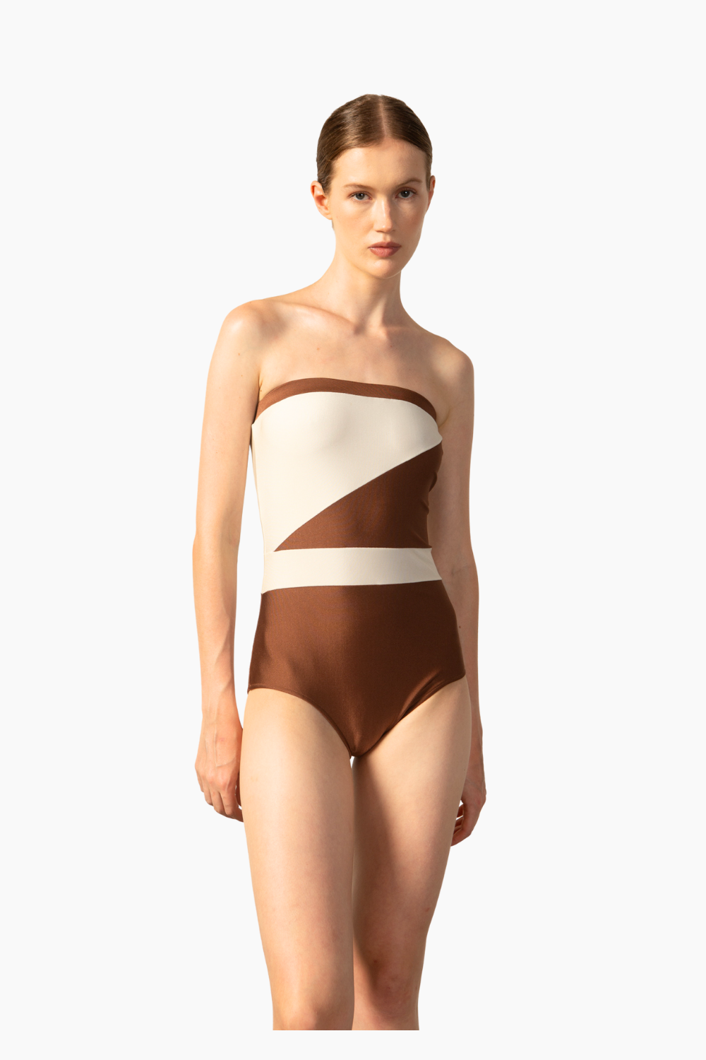 Geometric Strapless Swimsuit