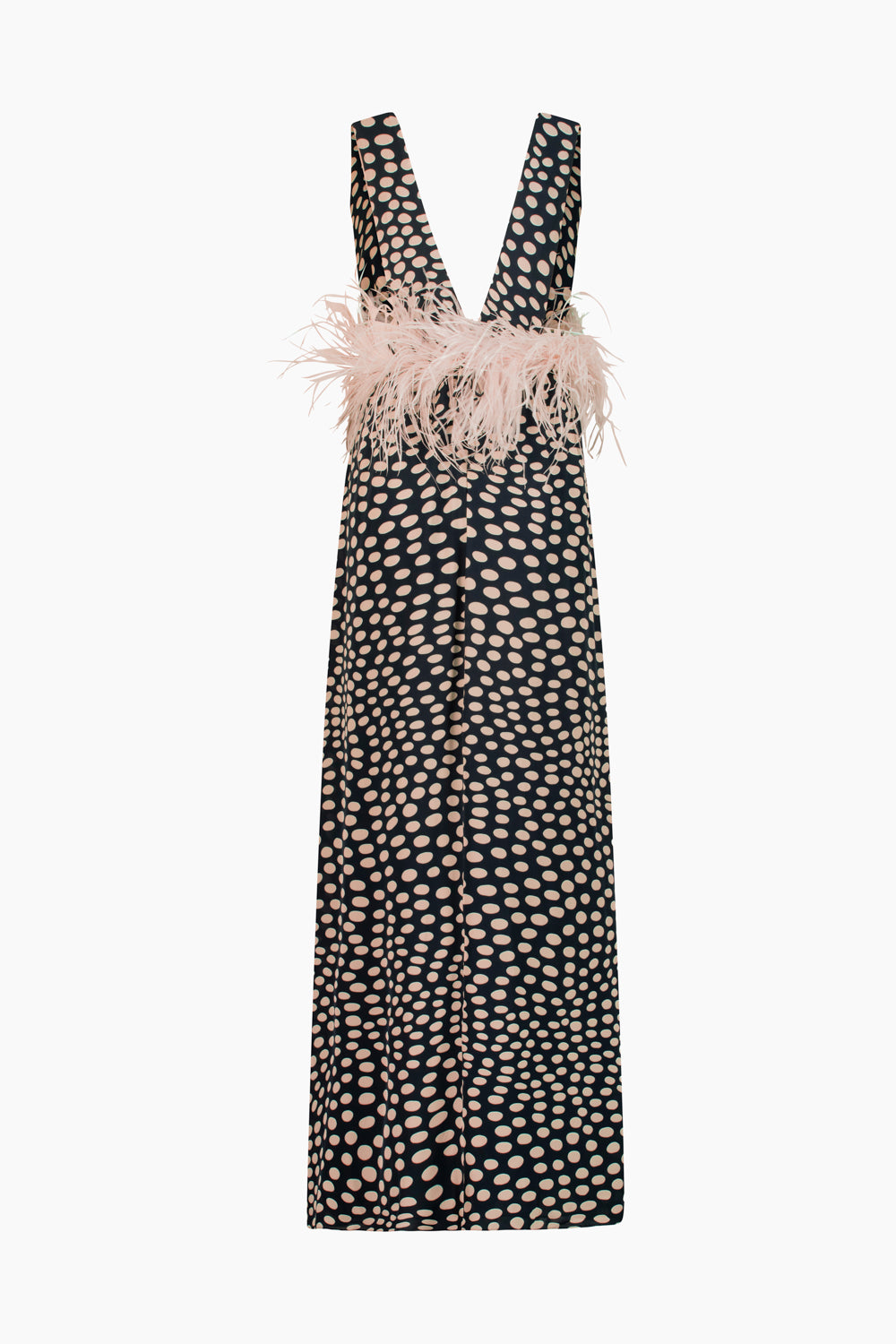 Pois Plunge Neck Long Dress