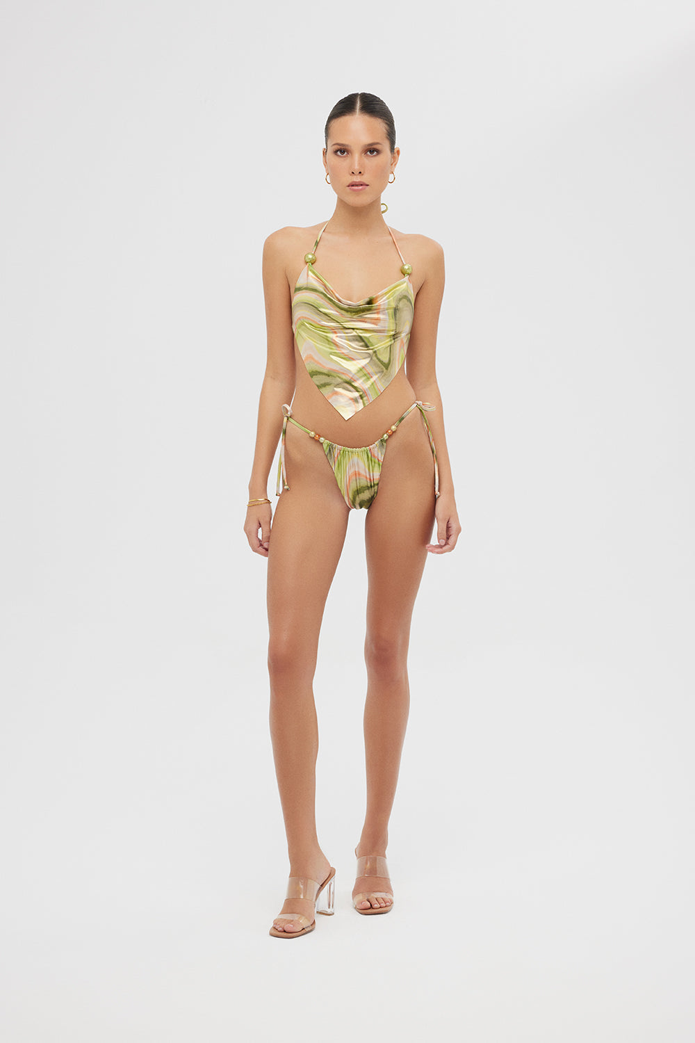 Aruna Bikini Metallic Green Print