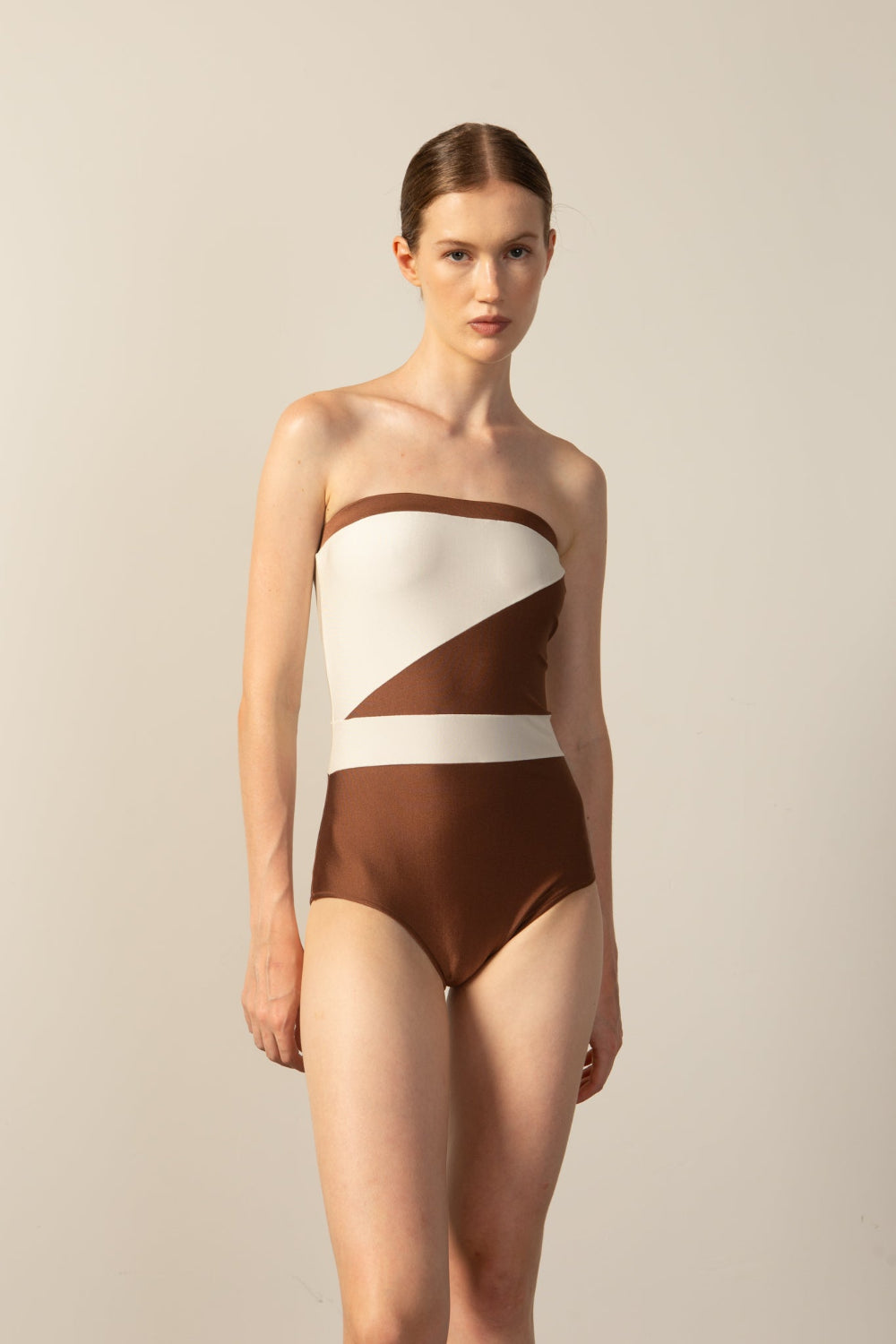 Geometric Strapless Swimsuit