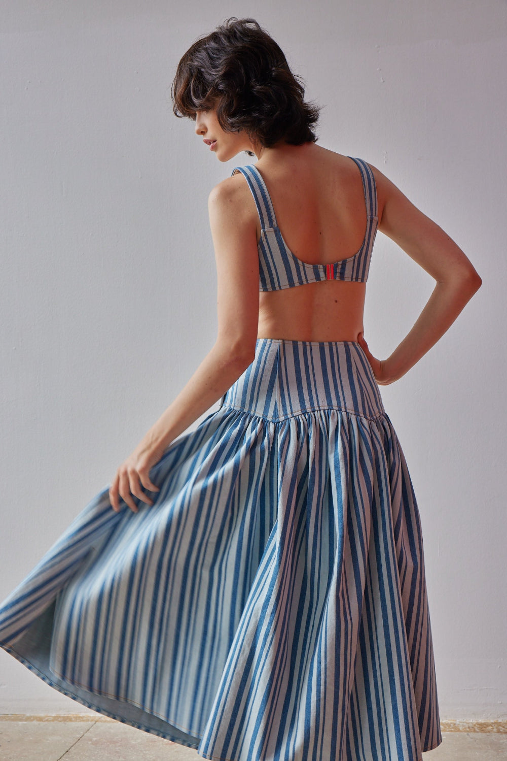 Abby Denim Bralette - Stripes