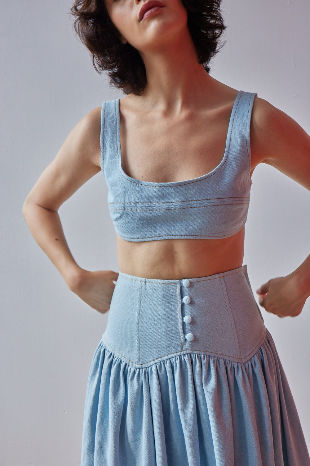 Abby Denim Bralette - Light Blue