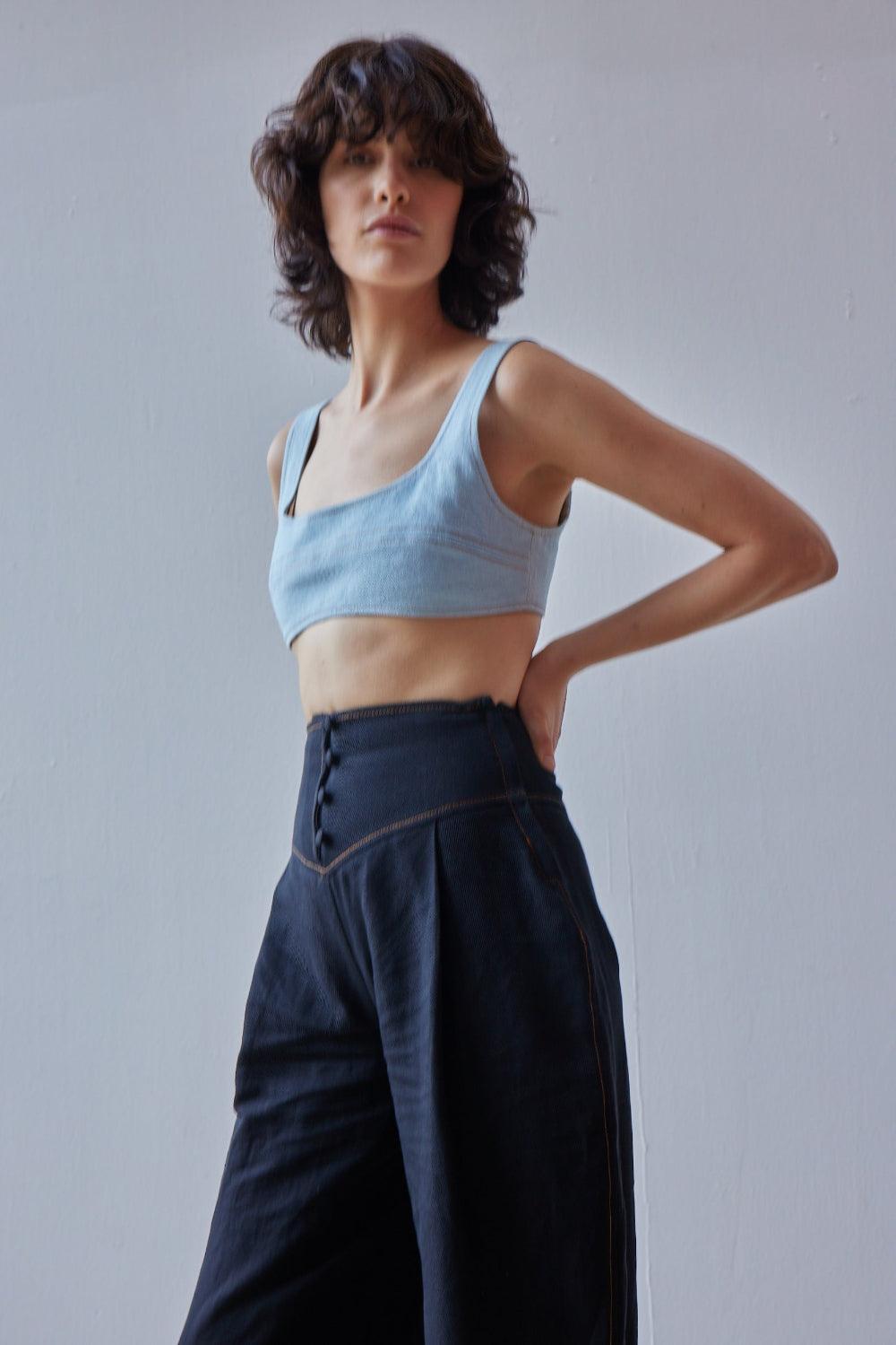 Abby Denim Bralette - Light Blue