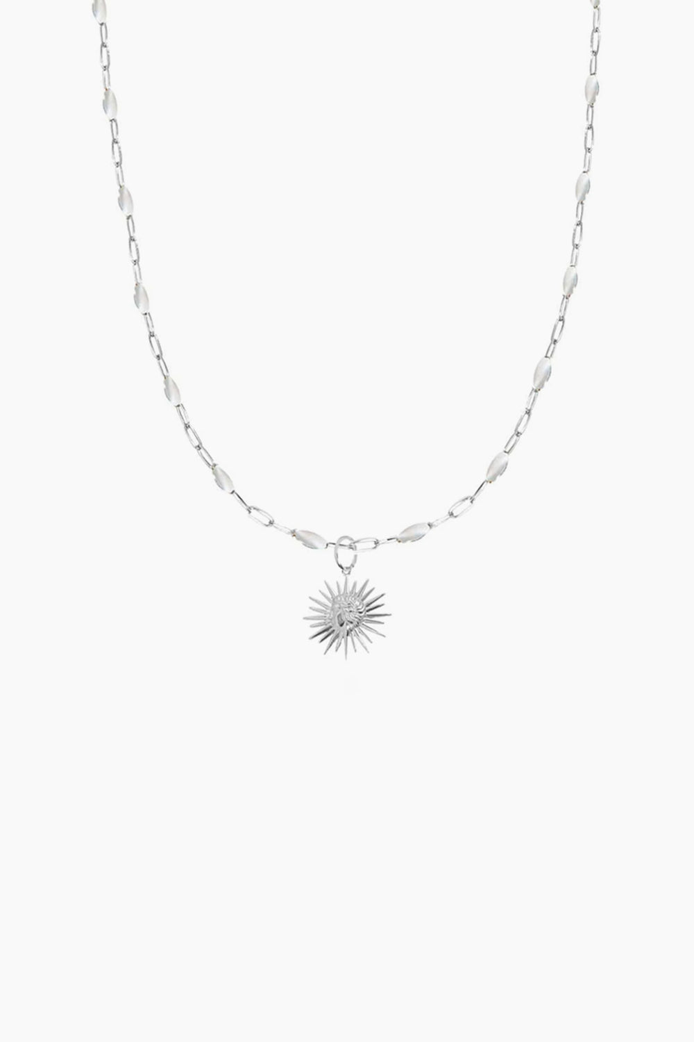 Mini Silver Sun Pearly White Necklace