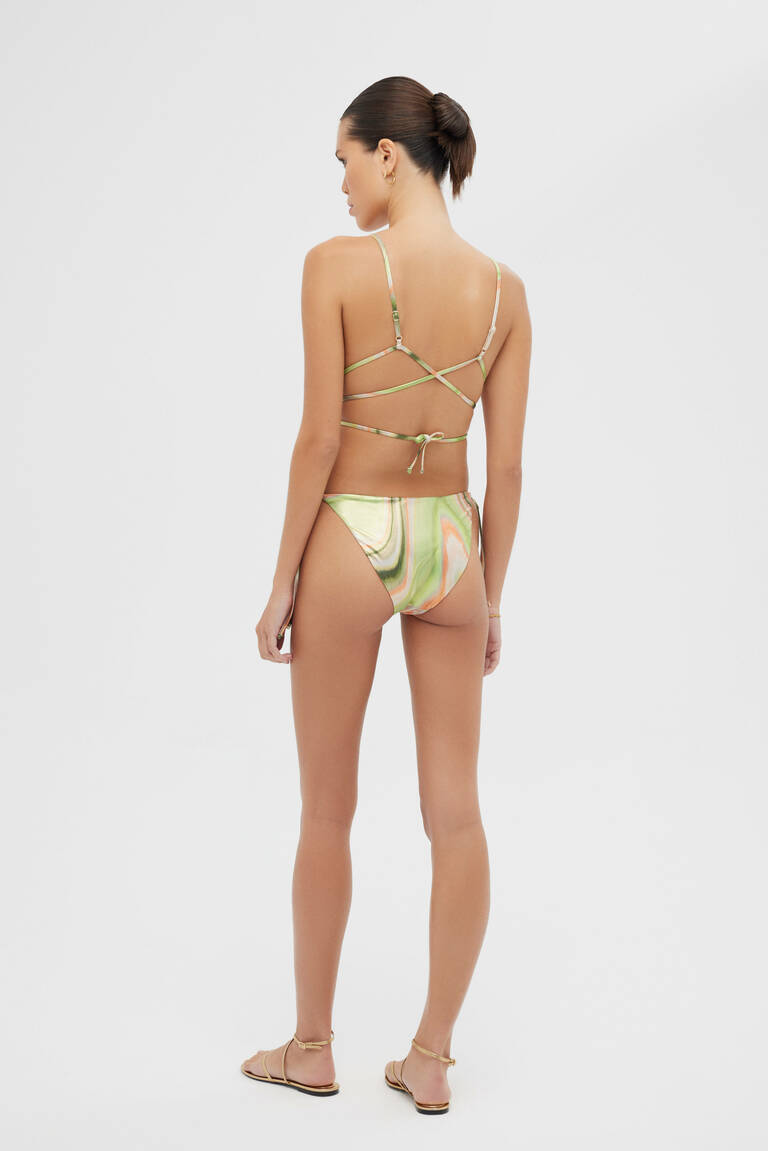 Meri Bikini Metallic Green Print