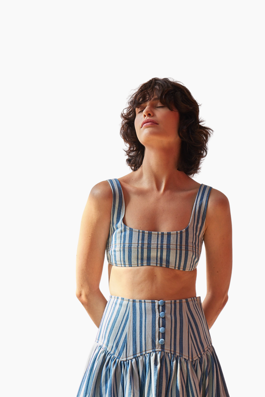 Abby Denim Bralette - Stripes