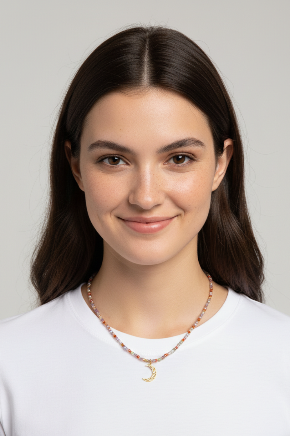 Melies Moon Charm with Rainbow Necklace
