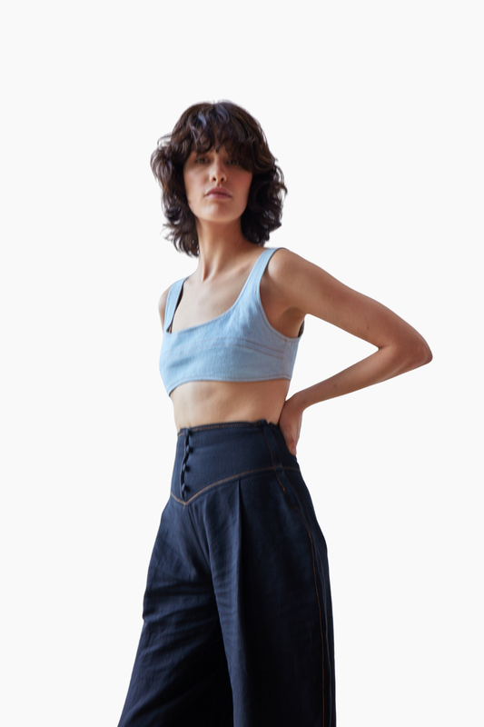 Abby Denim Bralette - Light Blue