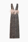 Pois Plunge Neck Long Dress