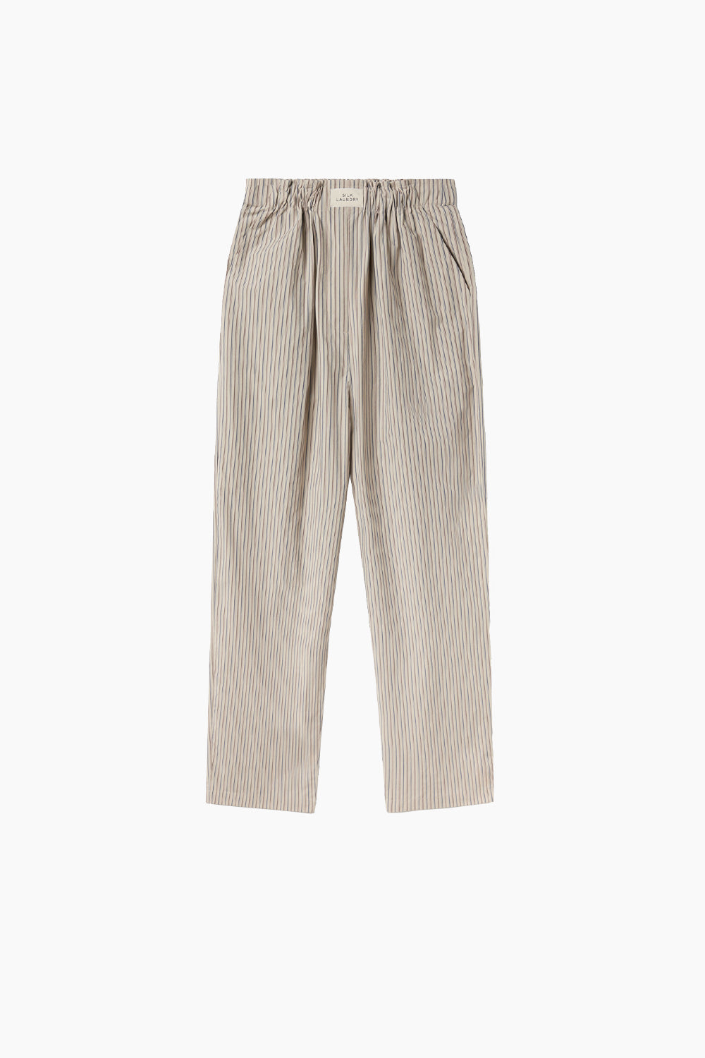 Cotton Silk Paper Bag Pants Stripe