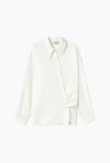 Cotton Silk Wrap Shirt White