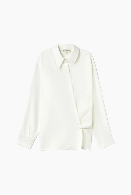 Cotton Silk Wrap Shirt White