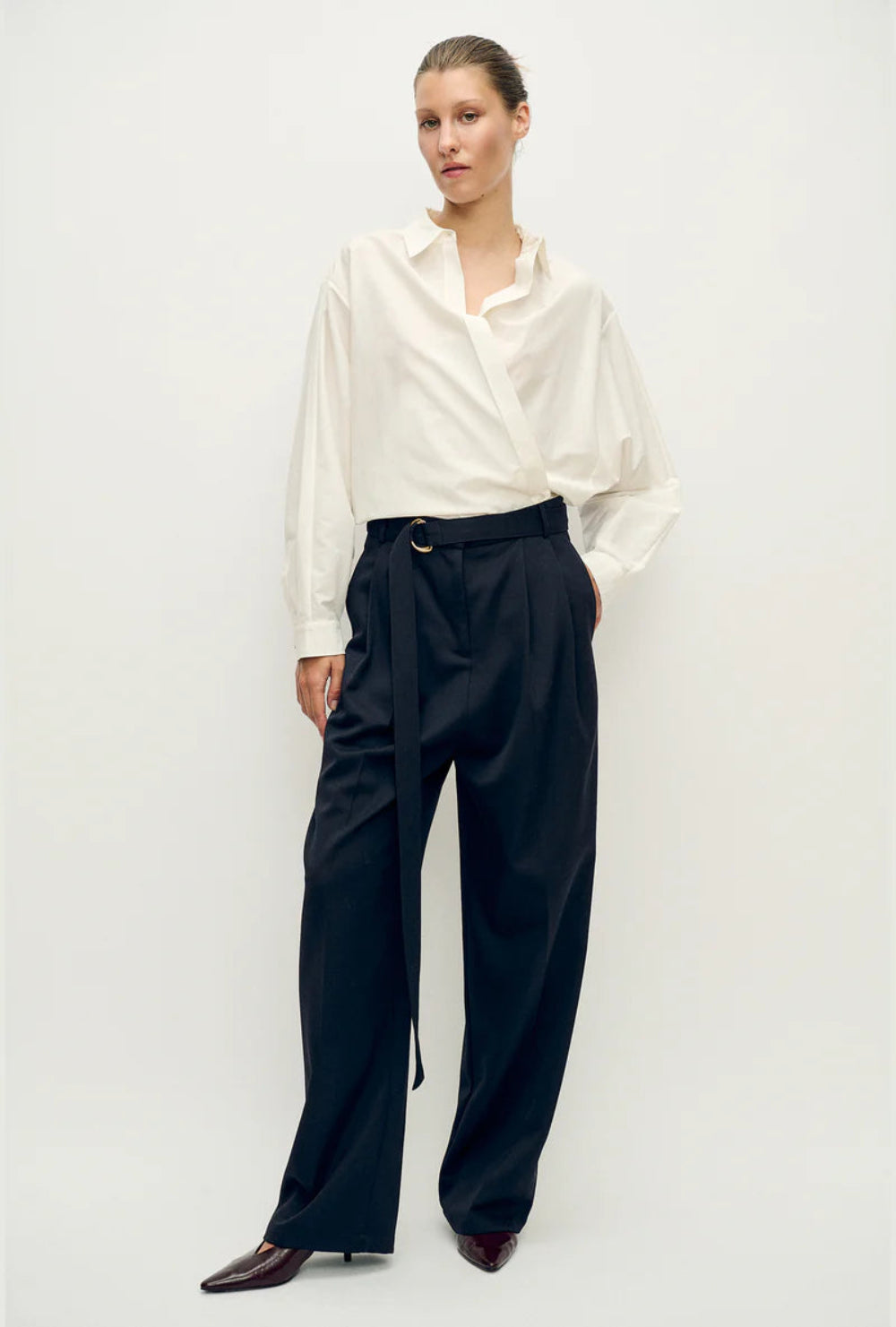Cotton Silk Wrap Shirt White - Second Image