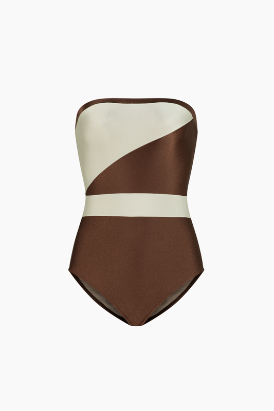 Geometric Strapless Swimsuit