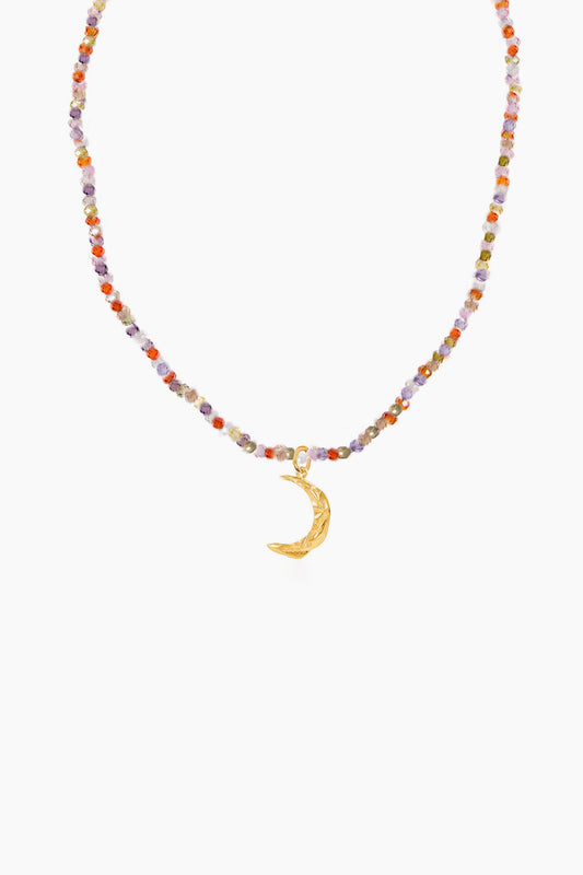 Melies Moon Charm with Rainbow Necklace
