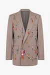 Beige Rainbow Beaded Blazer