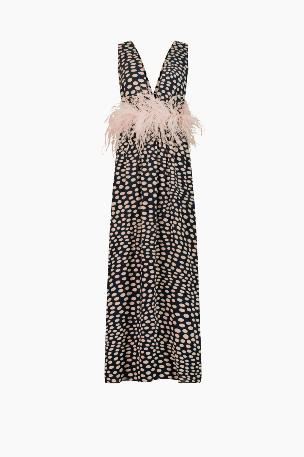 Pois Plunge Neck Long Dress