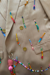 Beige Rainbow Beaded Blazer