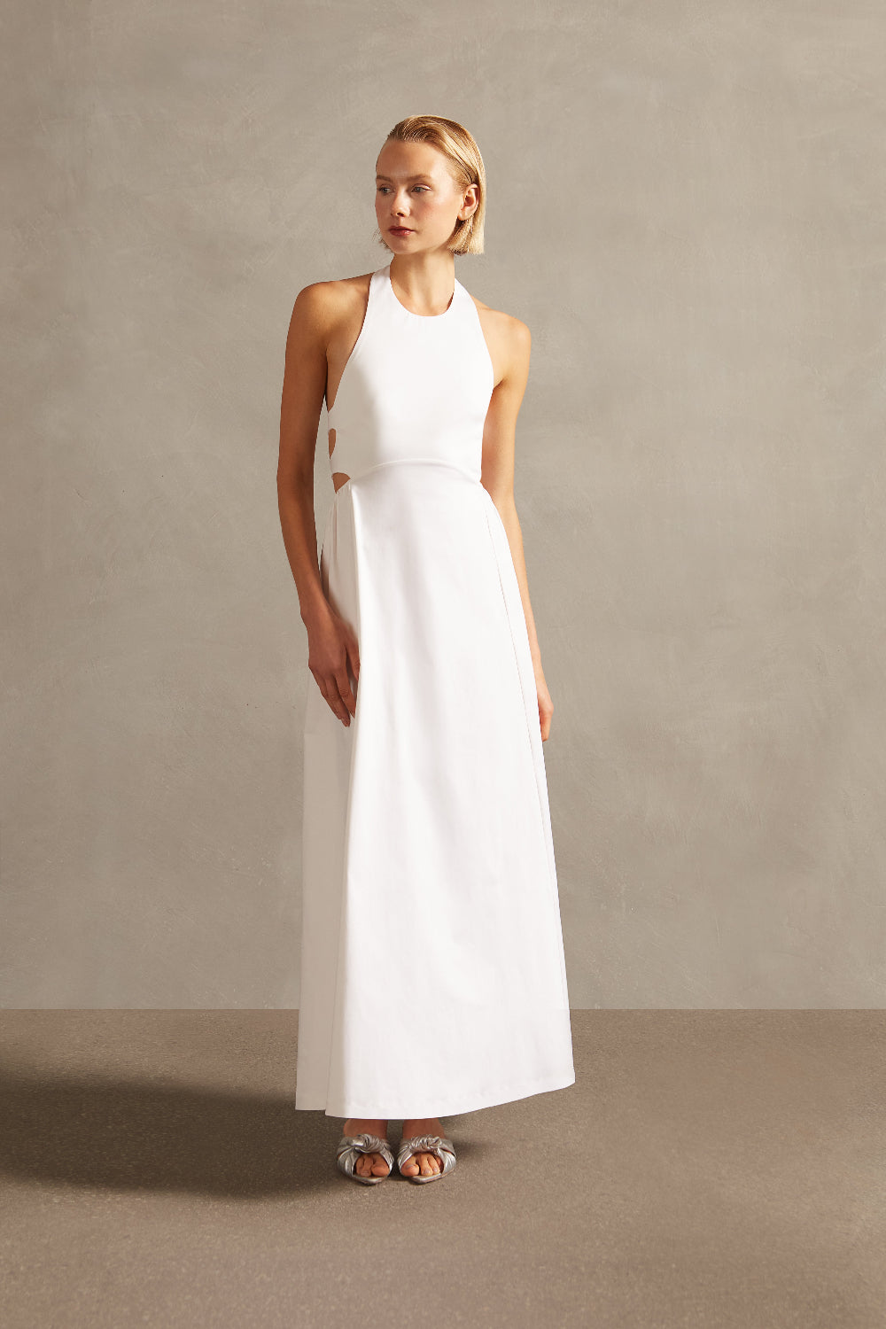 Solid Halter Long Dress