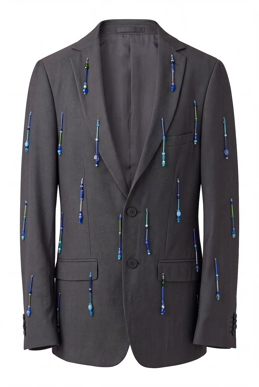 Cobalt Tonal Beaded Blazer