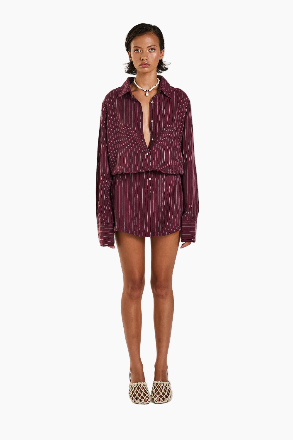 Button Up Dress - Kina Pinstripe