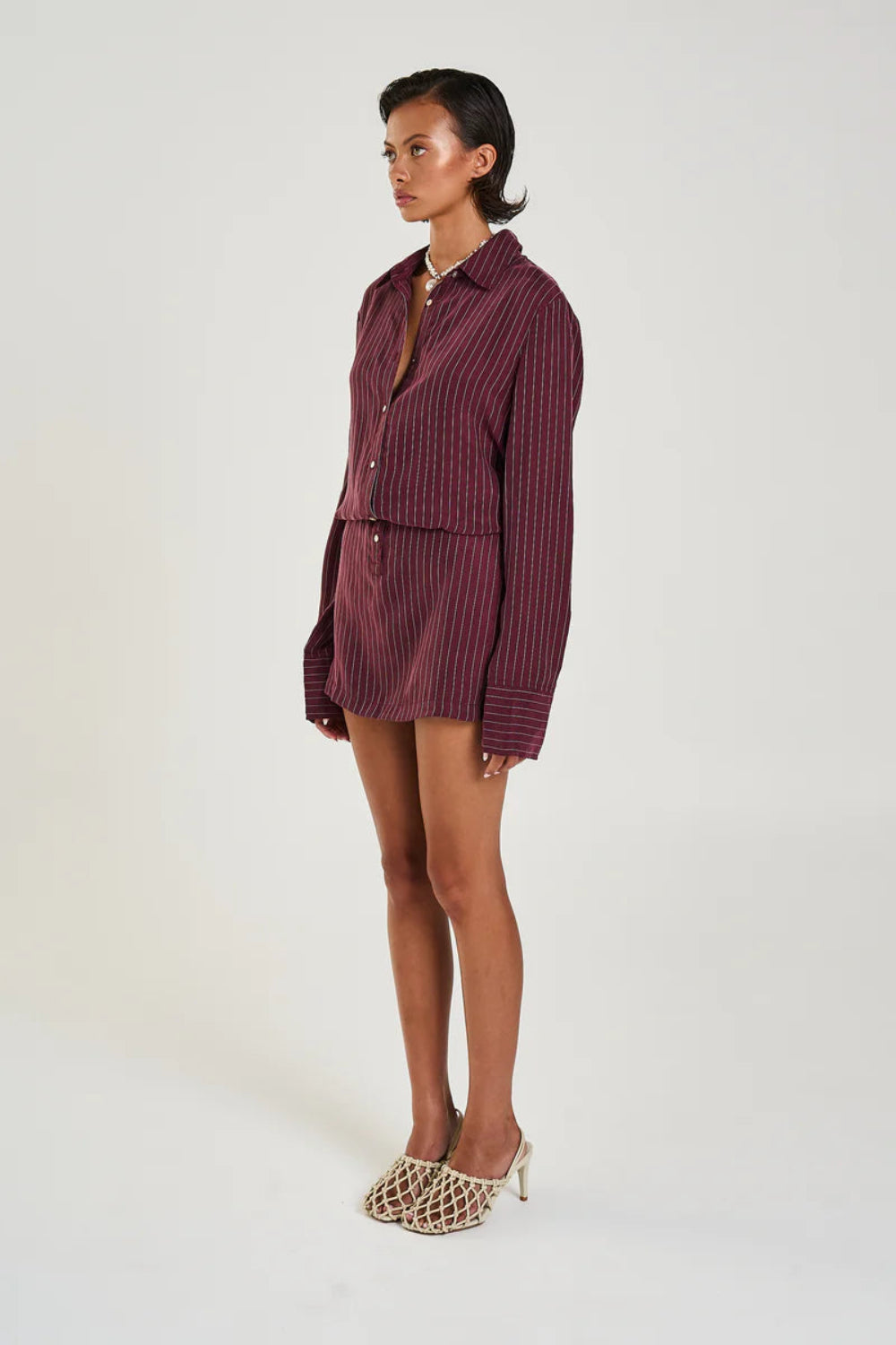 Button Up Dress - Kina Pinstripe