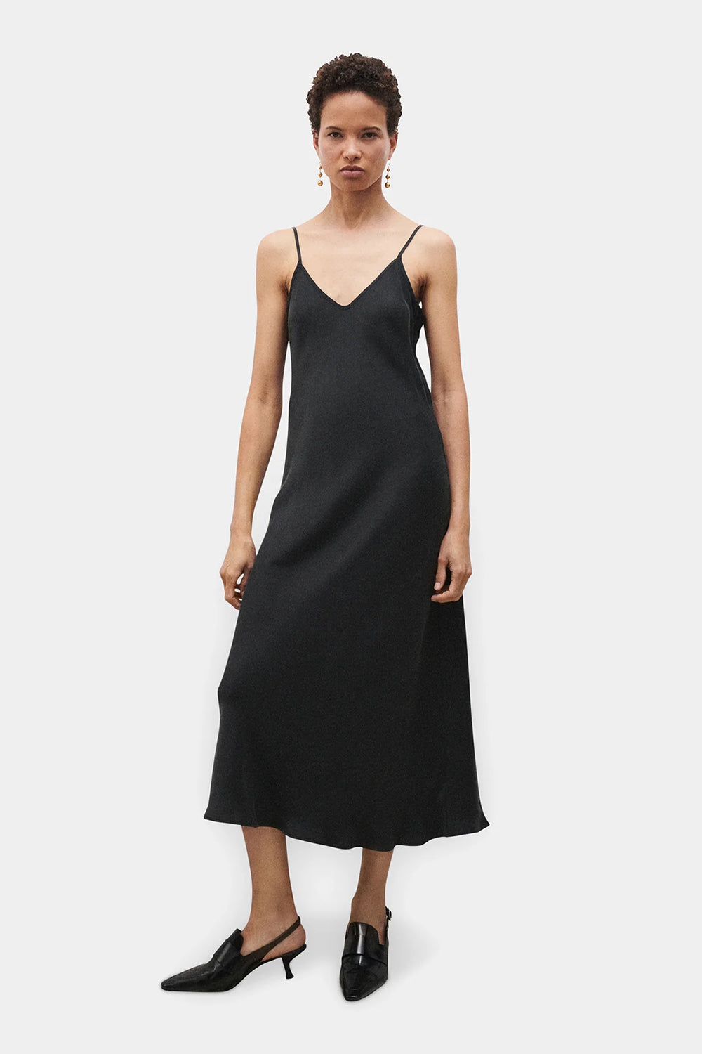Silk Laundry 90S Slip Dress Black – 100% Silk, Bias Cut & Adjustable Straps