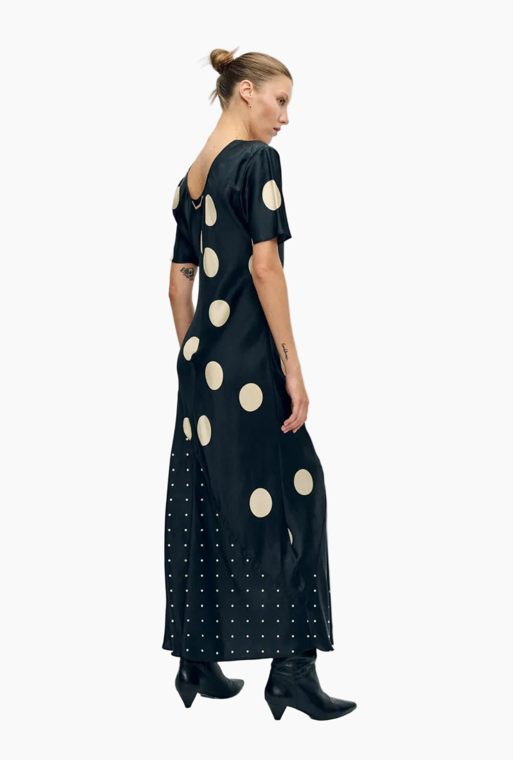 Short Sleeve Bias Dress Polka