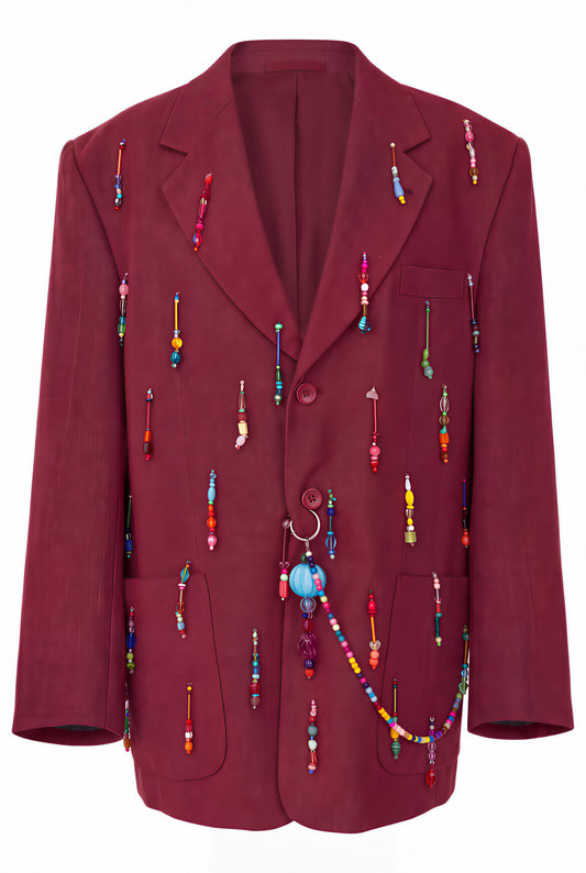 Ruby Rainbow Beaded Blazer