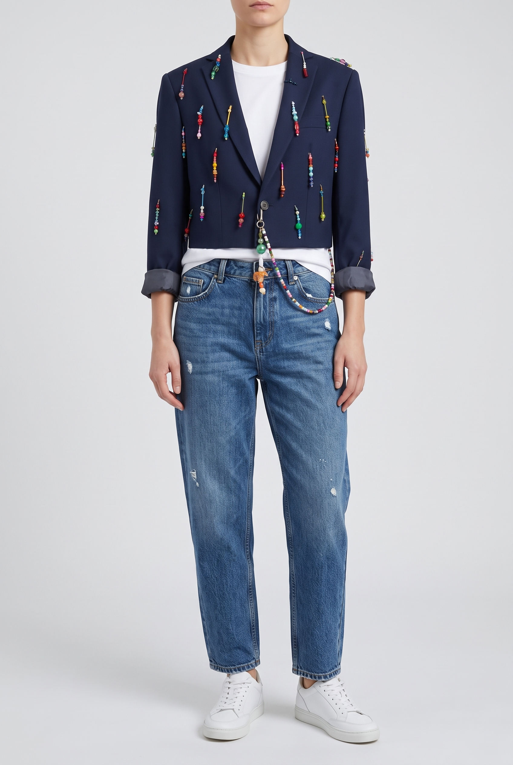 Azurite Cropped Rainbow Blazer - Second Image